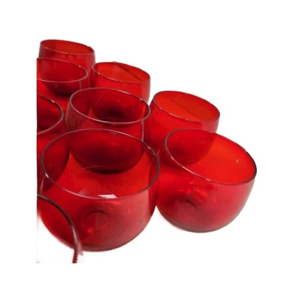 Roly Poly Glasses Cranberry Lustre Set of 14 - Picture 6 of 10